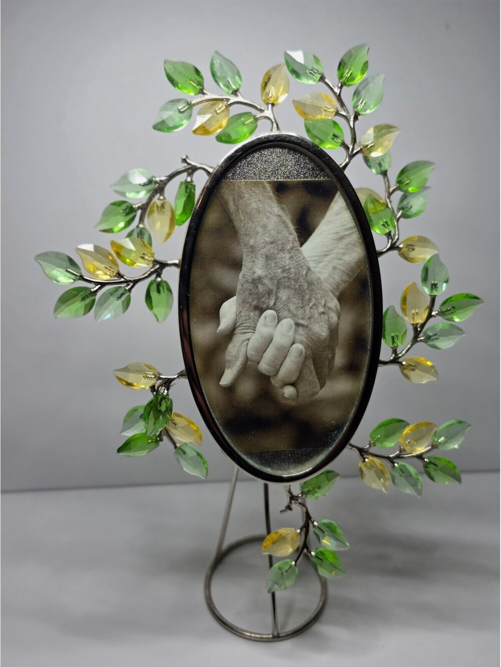 Swarovski Crystal Leaves Oval Picture Frame Yasmine Hurel